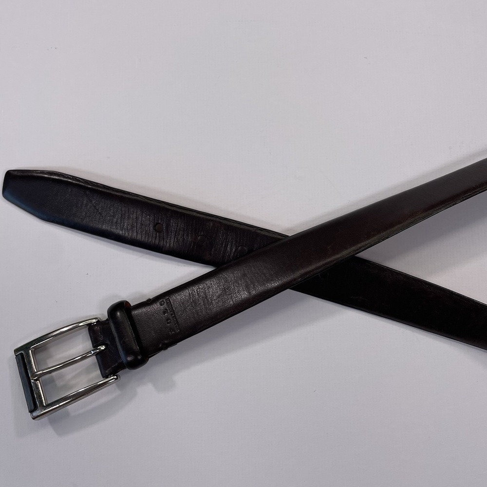 Polo Ralph Lauren Leather Belt Dark Brown Mens Size 36 Silver Buckle 1.25 Inch